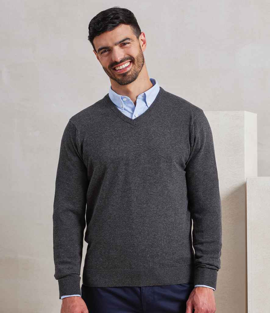 Premier - Knitted Cotton Acrylic V Neck Sweater - Pierre Francis