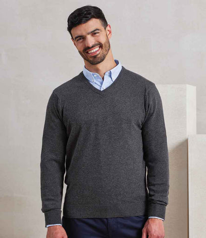 Premier - Knitted Cotton Acrylic V Neck Sweater - Pierre Francis
