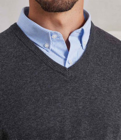 Premier - Knitted Cotton Acrylic V Neck Sweater - Pierre Francis
