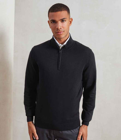 Premier - Zip Neck Sweater - PR695 BLK XS