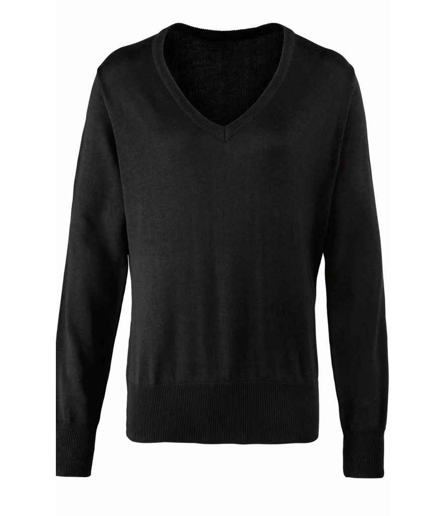 Premier - Ladies Knitted Cotton Acrylic V Neck Sweater