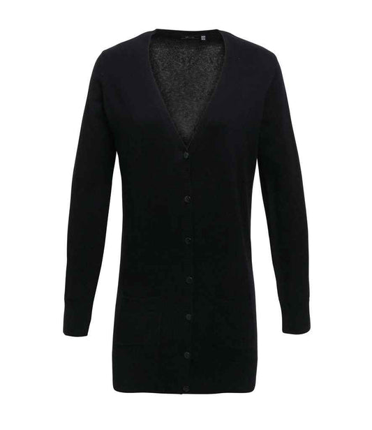 Premier - Ladies Longline V Neck Cardigan - PR698 BLK 8