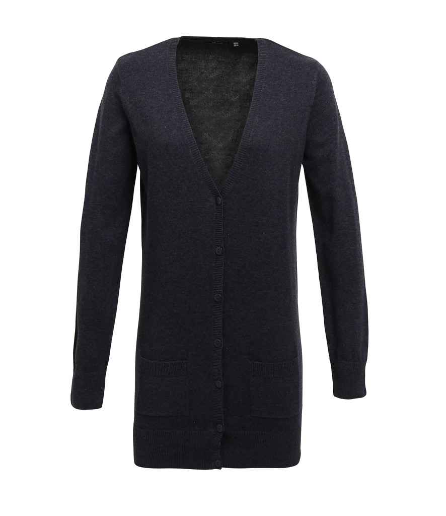 Premier - Ladies Longline V Neck Cardigan - PR698 BLK 8