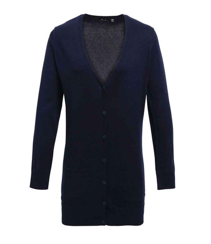 Premier - Ladies Longline V Neck Cardigan - PR698 NAV 8