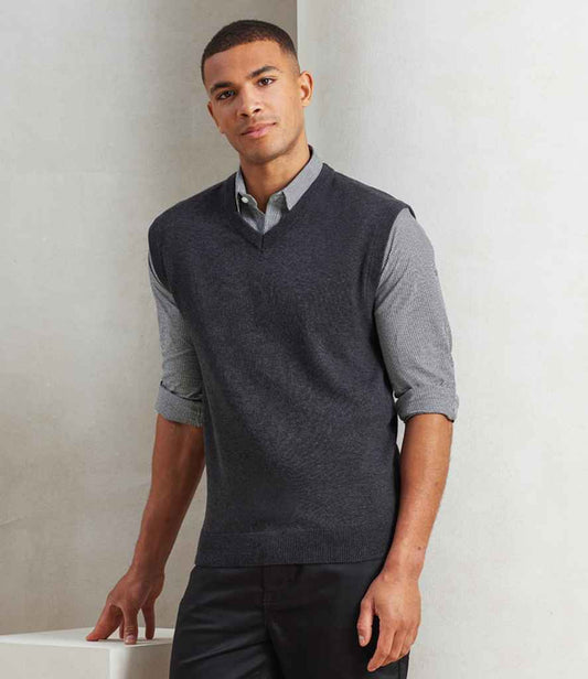 Premier - Sleeveless Cotton Acrylic V Neck Sweater - Pierre Francis