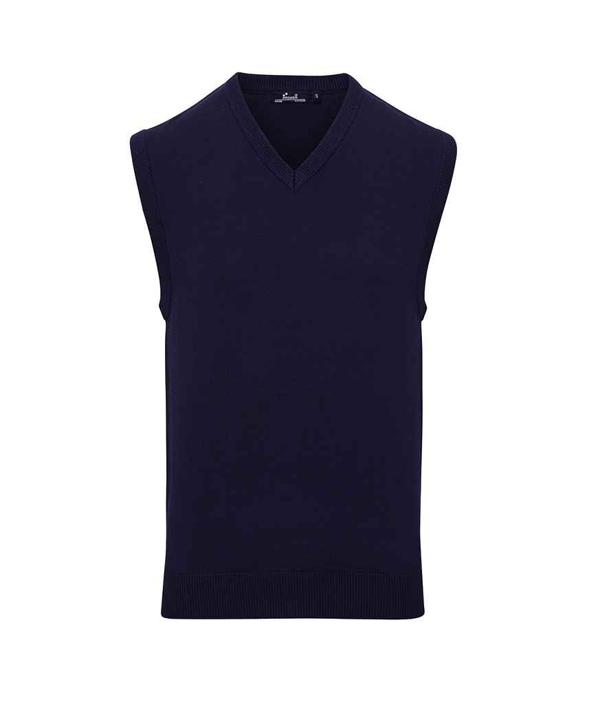 Premier - Sleeveless Cotton Acrylic V Neck Sweater - PR699 NAV XS