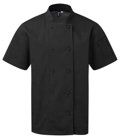 Premier - Coolchecker® Short Sleeve Chef's Jacket - PR902 BLK XS