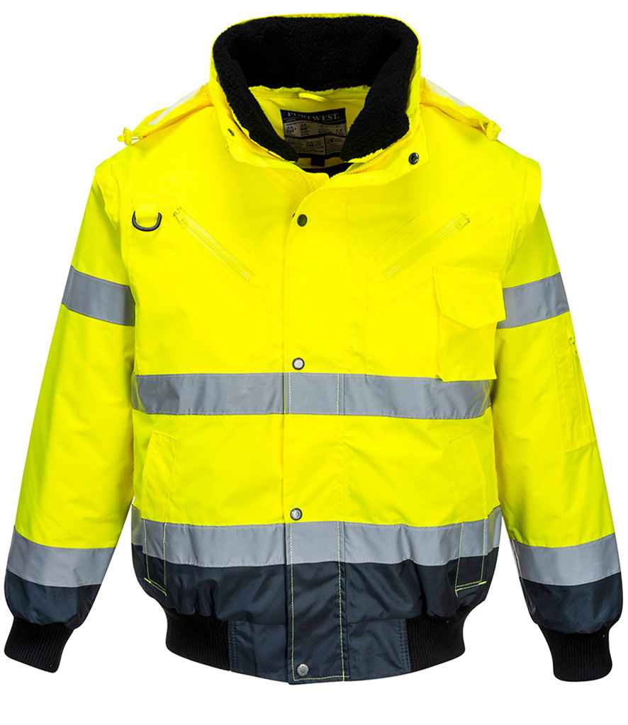 Portwest - 3-in-1 Hi-Vis Bomber Jacket - PW013 YL/NV S
