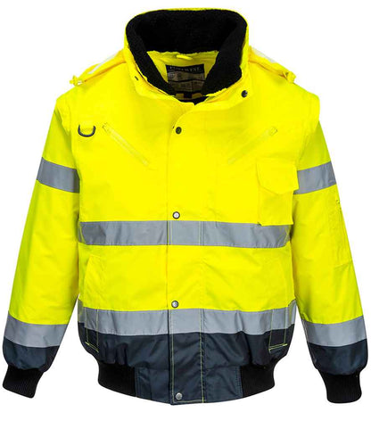 Portwest - 3-in-1 Hi-Vis Bomber Jacket - PW013 YL/NV S