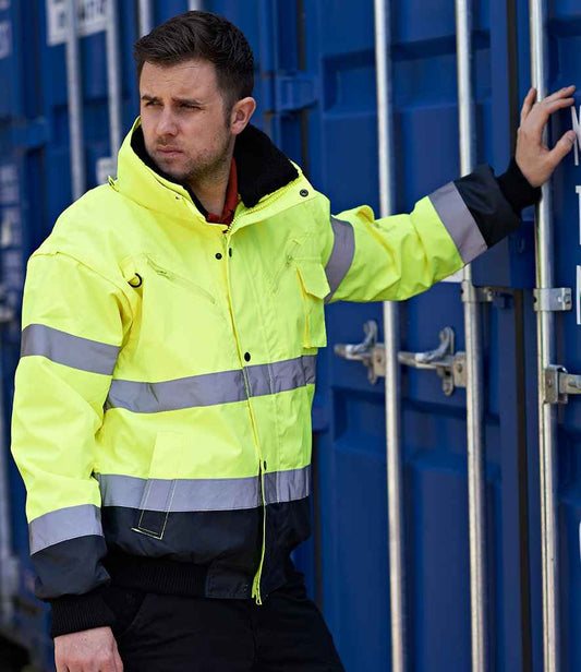 Portwest - 3-in-1 Hi-Vis Bomber Jacket - PW013 YL/NV S