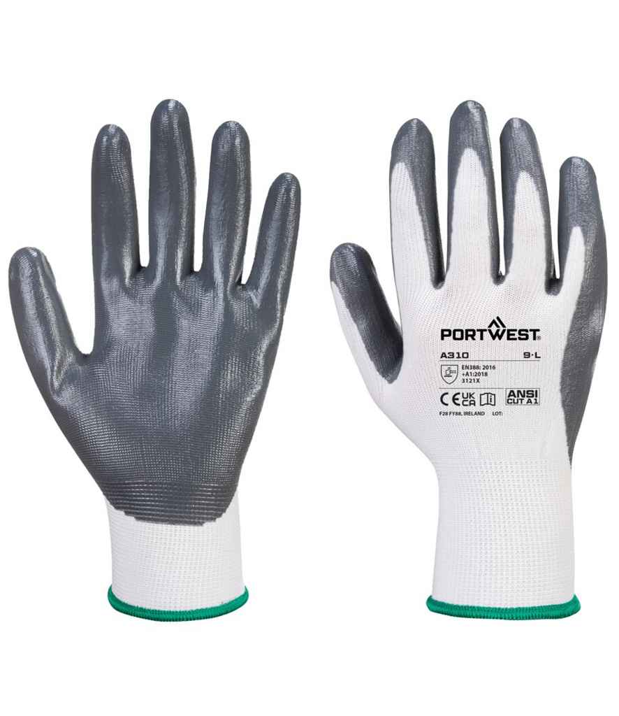 Portwest Flexo Grip Nitrile Gloves - PW074 GRE M