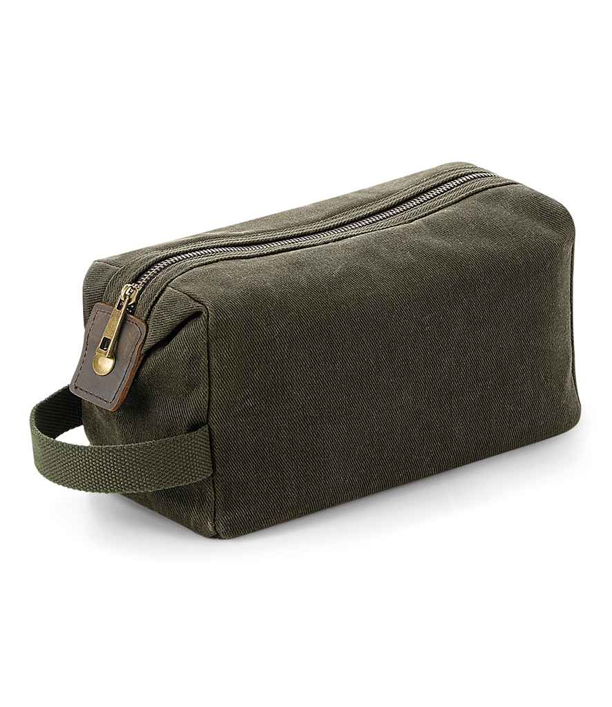Quadra - Heritage Waxed Canvas Wash Bag - QD651 OLI ONE
