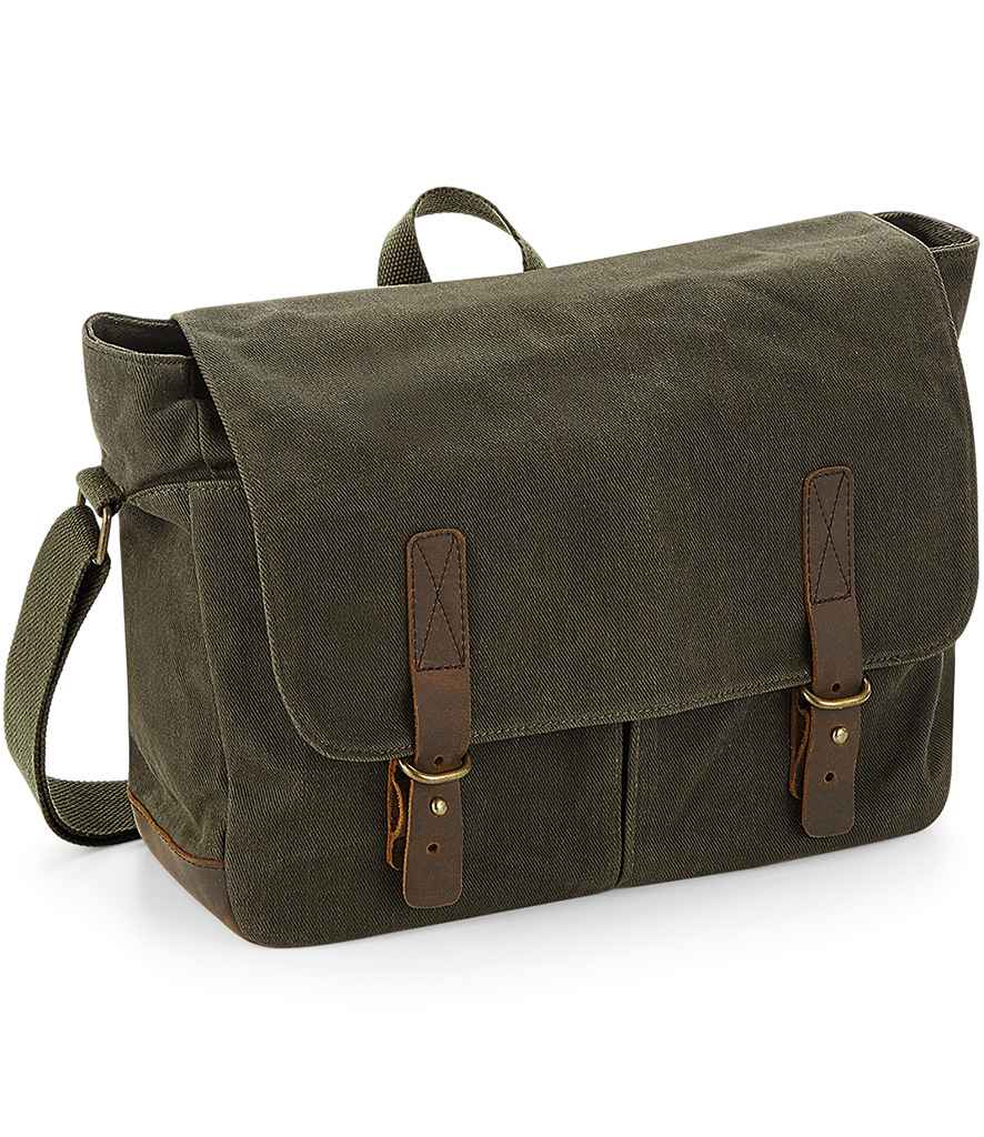 Quadra - Heritage Waxed Canvas Messenger - QD653 OLI ONE