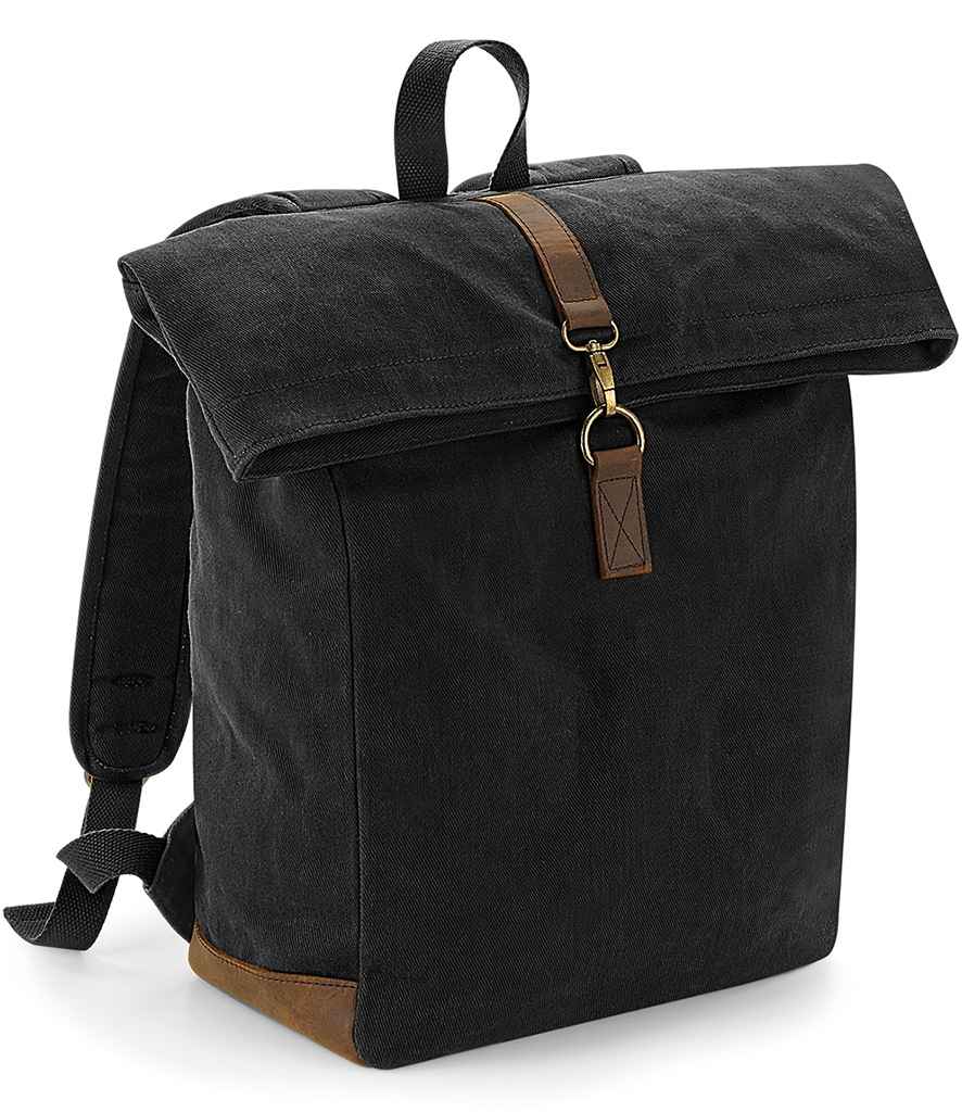 Quadra - Heritage Waxed Canvas Backpack - QD655 BLK ONE