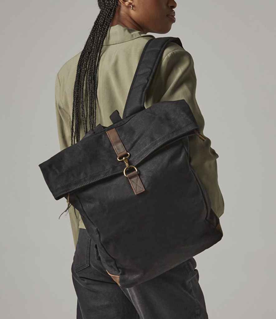 Quadra - Heritage Waxed Canvas Backpack - QD655 BLK ONE