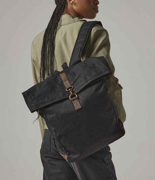 Quadra - Heritage Waxed Canvas Backpack - QD655 BLK ONE