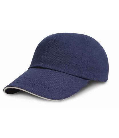 Result - Low Profile Heavy Brushed Cotton Cap with Sandwich Peak - RC024P NV/WH ONE