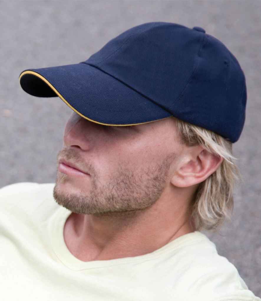 Result - Low Profile Heavy Brushed Cotton Cap with Sandwich Peak - RC024P NV/YL ONE