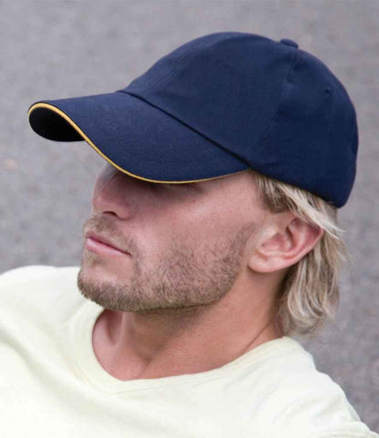 Result - Low Profile Heavy Brushed Cotton Cap with Sandwich Peak - RC024P NV/YL ONE