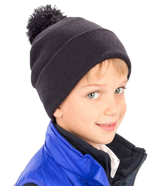 Result - Core Kids Pom Pom Beanie - RC028B BLK ONE