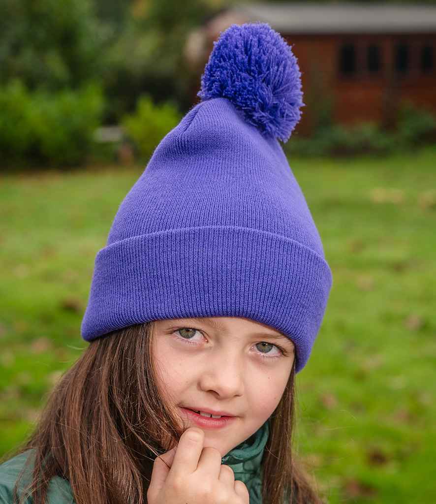 Result - Core Kids Pom Pom Beanie - RC028B PUR ONE
