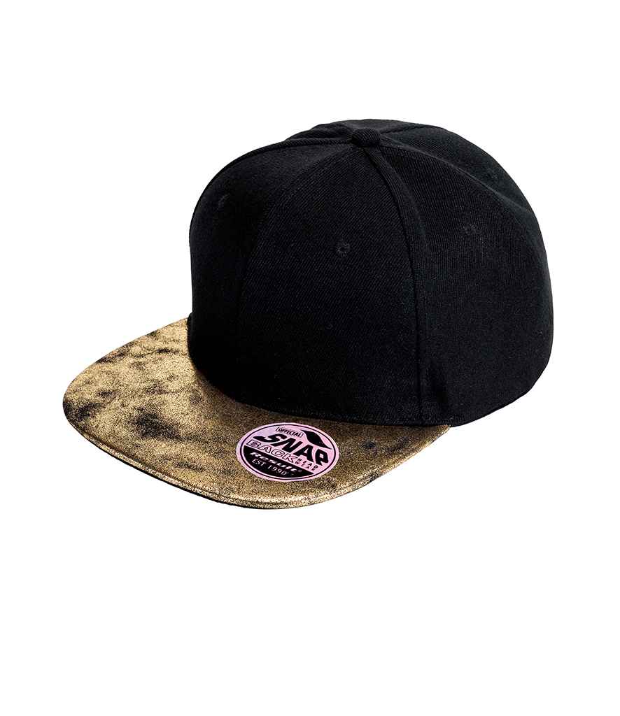 Result - Bronx Glitter Snapback Cap - RC087 BK/GO ONE