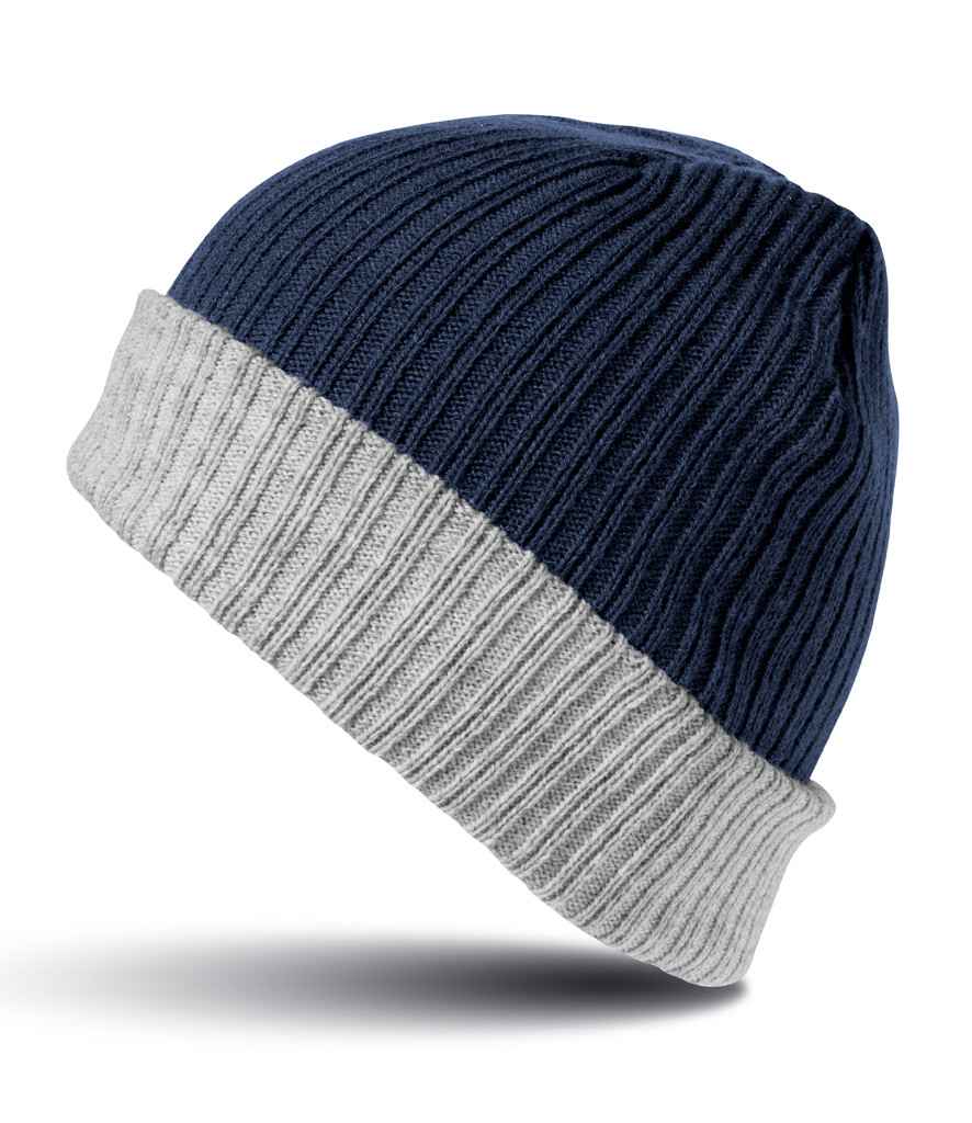 Result - Double Layer Knitted Hat - RC378 BK/GY ONE