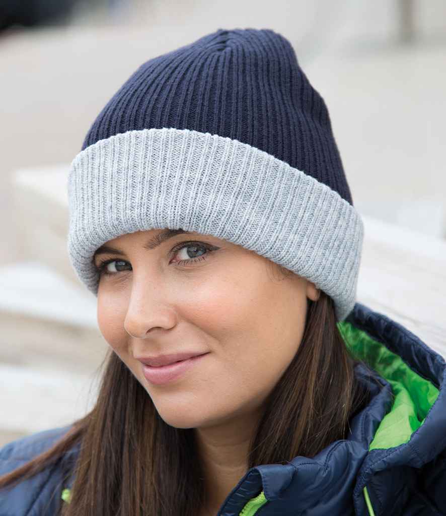 Result - Double Layer Knitted Hat - RC378 NV/GY ONE
