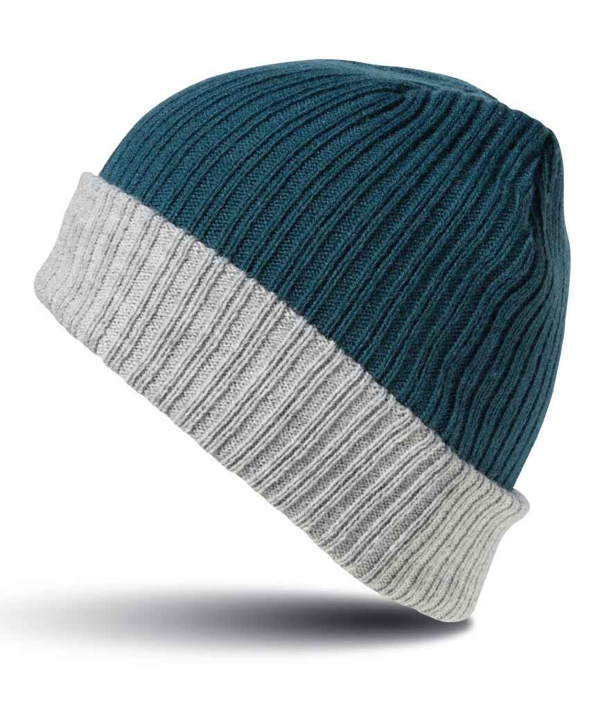 Result - Double Layer Knitted Hat - RC378 BK/GY ONE