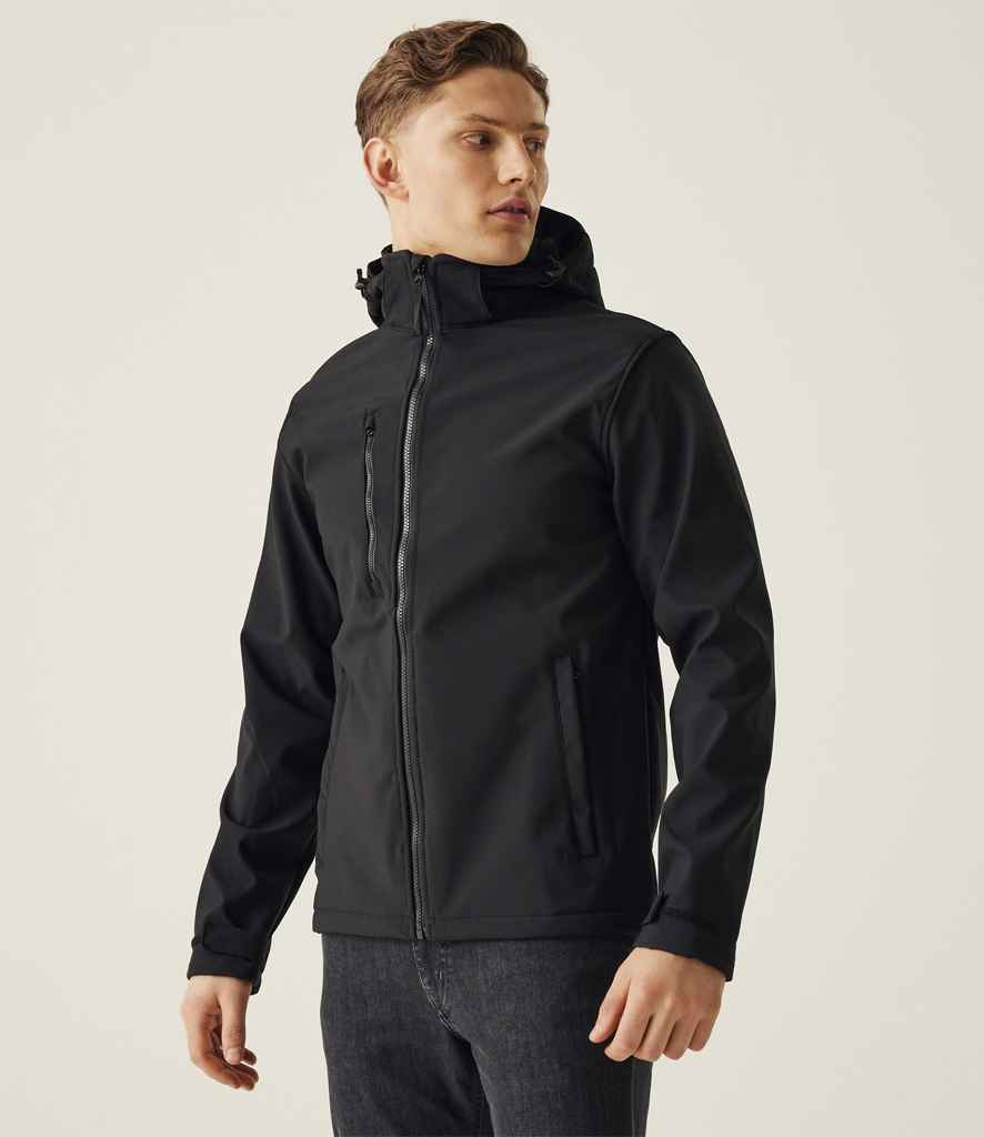 Regatta - Venturer Three Layer Hooded Soft Shell Jacket - RG635 BK/BK S