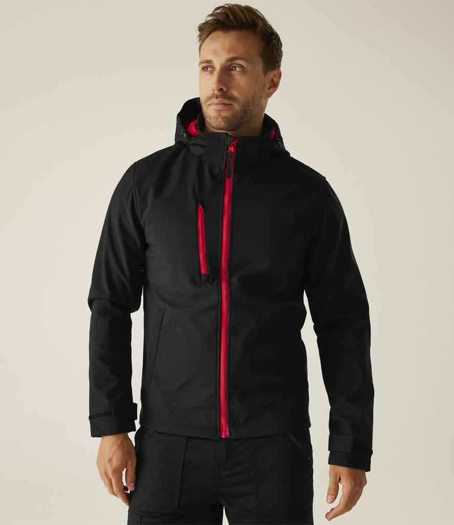 Regatta - Venturer Three Layer Hooded Soft Shell Jacket - RG635 BK/CS S