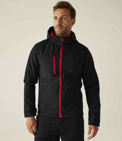 Regatta - Venturer Three Layer Hooded Soft Shell Jacket - RG635 BK/CS S