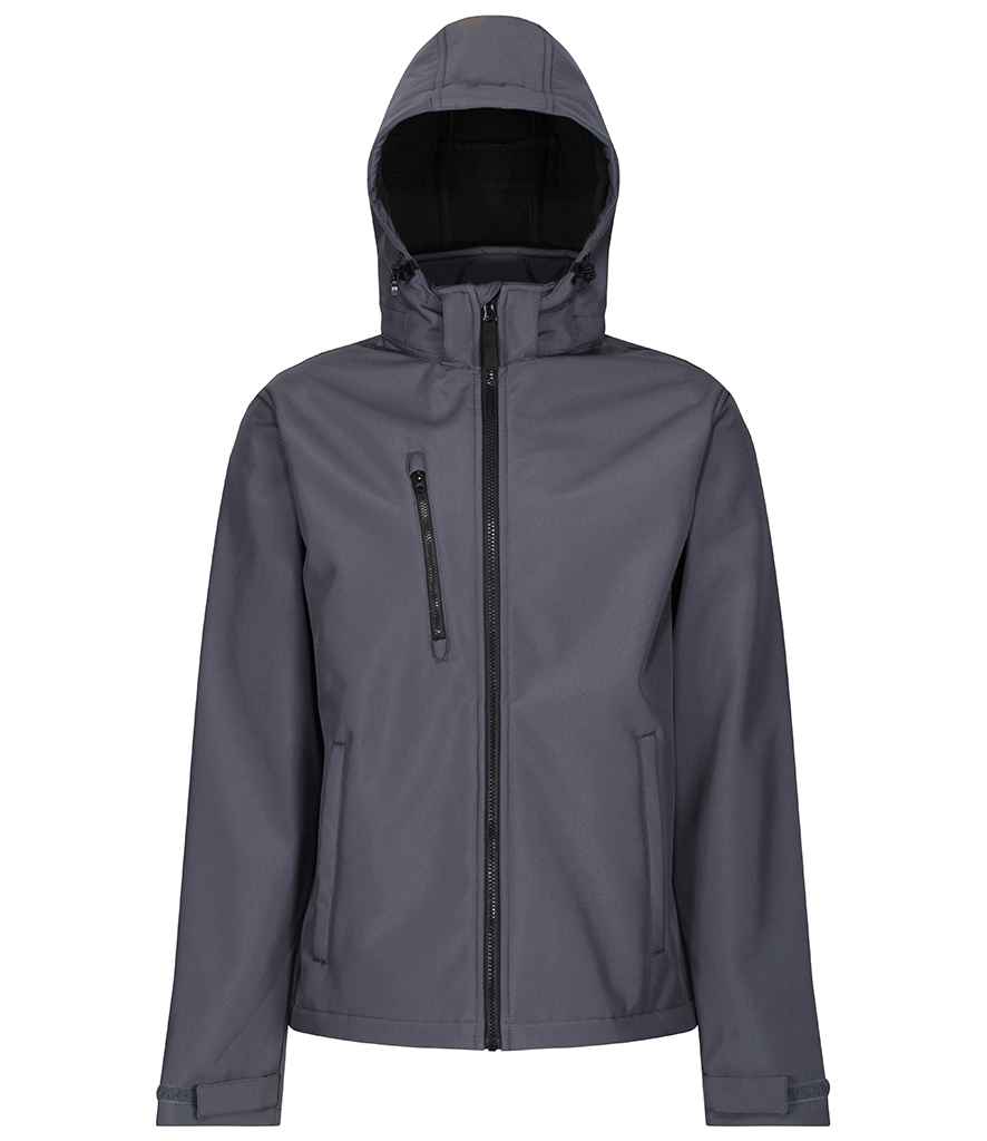 Regatta - Venturer Three Layer Hooded Soft Shell Jacket - RG635 BK/BK S