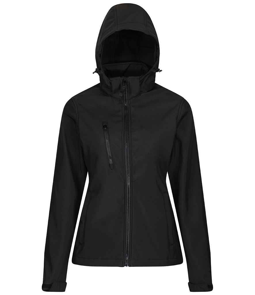 Regatta - Ladies Venturer Three Layer Hooded Soft Shell Jacket - RG636 BK/BK 10