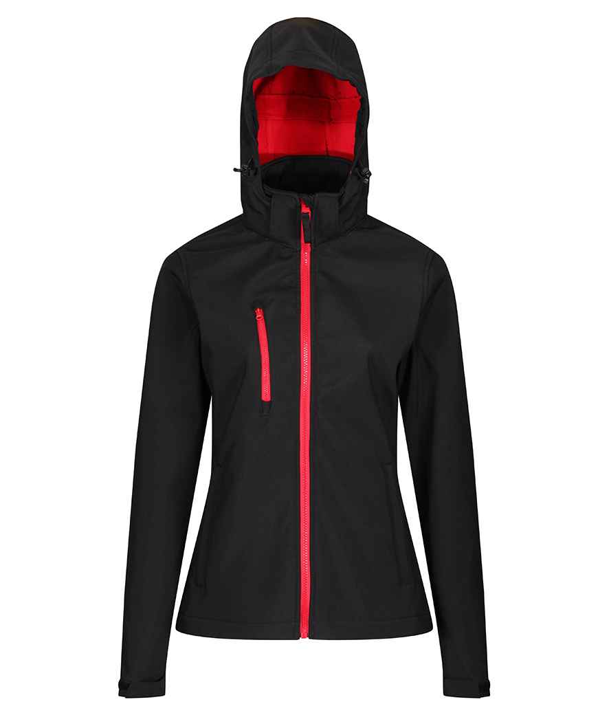 Regatta - Ladies Venturer Three Layer Hooded Soft Shell Jacket - RG636 BK/BK 10