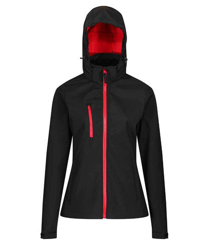 Regatta - Ladies Venturer Three Layer Hooded Soft Shell Jacket - RG636 BK/BK 10