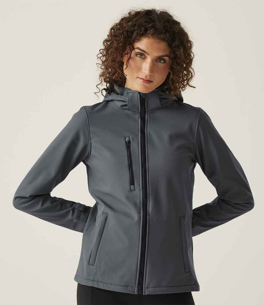 Regatta - Ladies Venturer Three Layer Hooded Soft Shell Jacket - RG636 SE/BK 10
