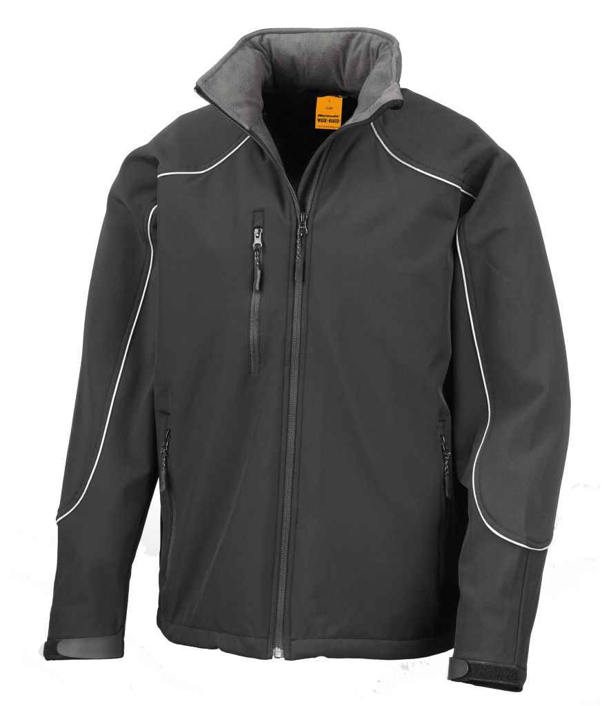 Result - Work-Guard Hooded Soft Shell Jacket - RS118 BK/BK XS