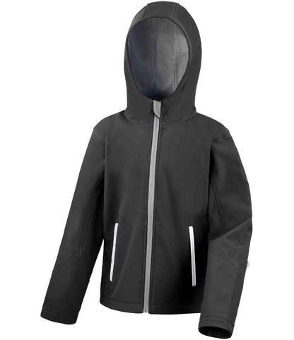 Result - Core Kids TX Performance Hooded Soft Shell Jacket - RS224B BK/GY 3-4