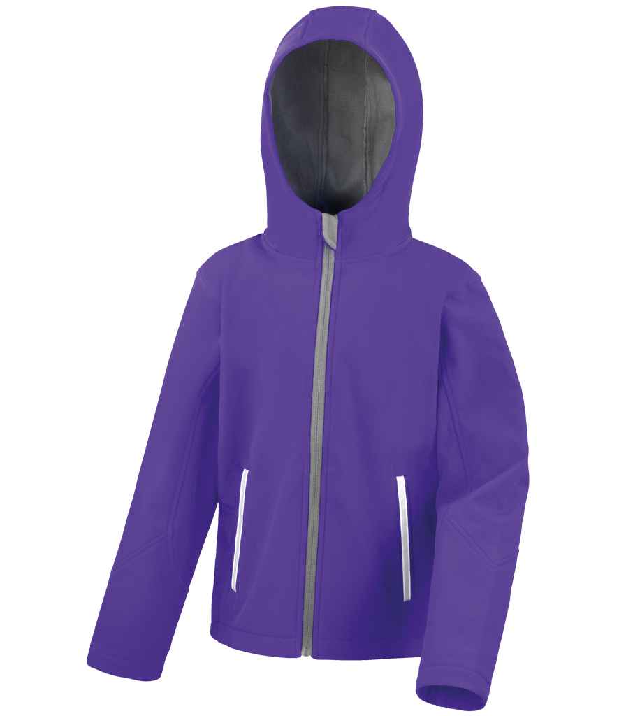 Result - Core Kids TX Performance Hooded Soft Shell Jacket - RS224B PR/GY 3-4