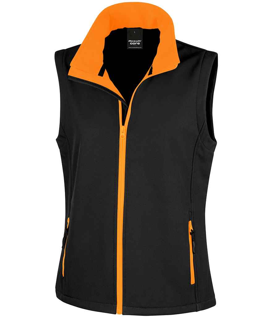 Result Core - Ladies Printable Soft Shell Bodywarmer - RS232F BK/OR XS