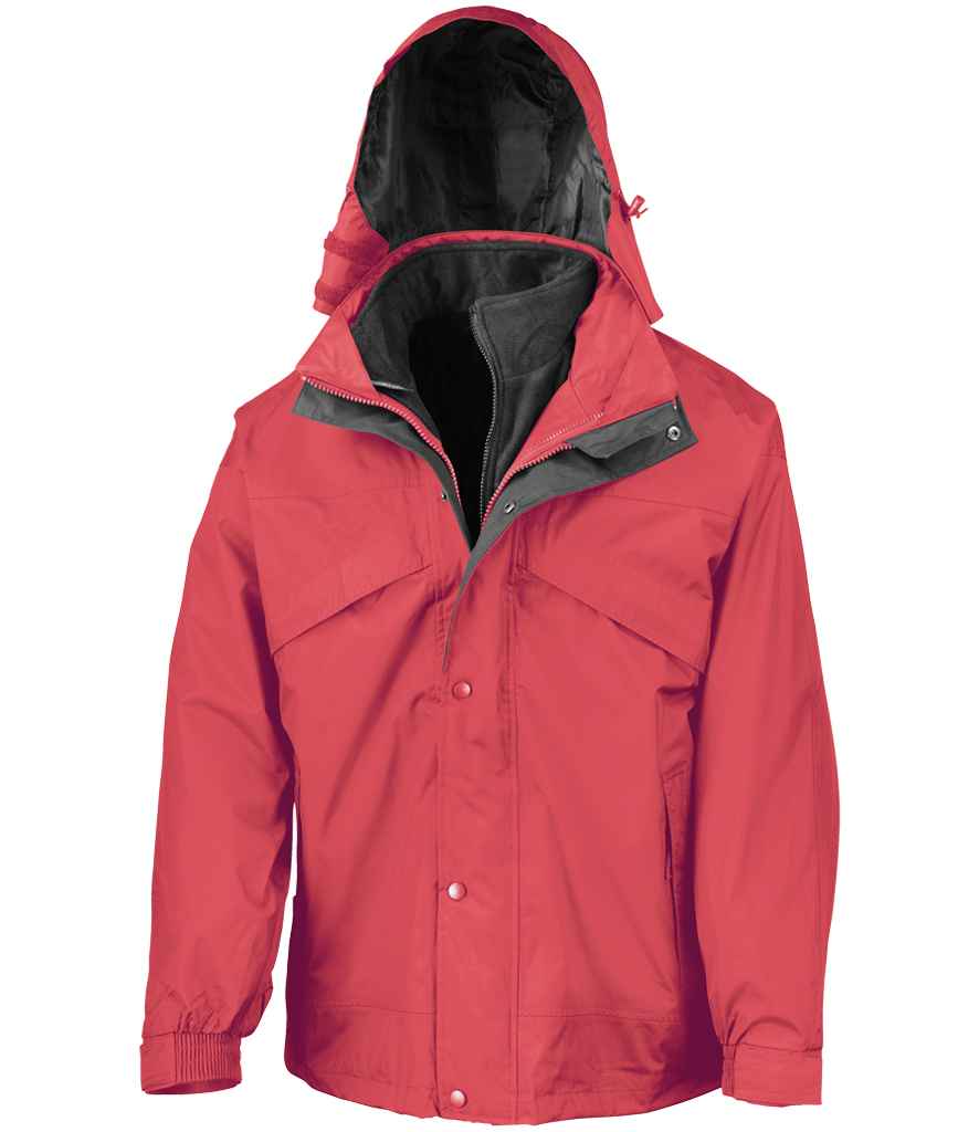 Result - 3-in-1 Waterproof Zip and Clip Fleece Lined Jacket - RS68 BK/BK XS
