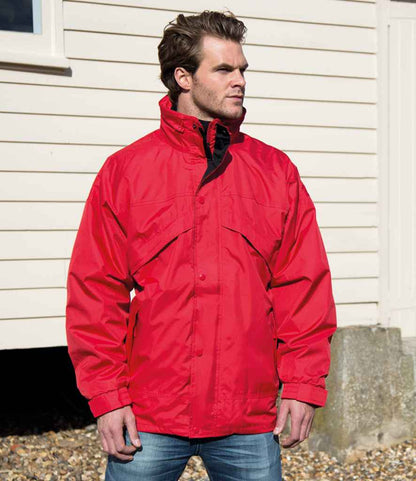 Result - 3-in-1 Waterproof Zip and Clip Fleece Lined Jacket - RS68 RD/BK XS