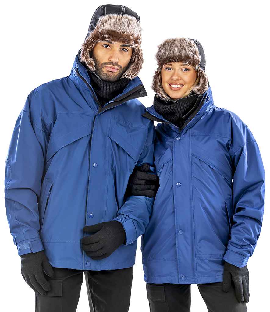 Result - 3-in-1 Waterproof Zip and Clip Fleece Lined Jacket - RS68 RY/BK XS