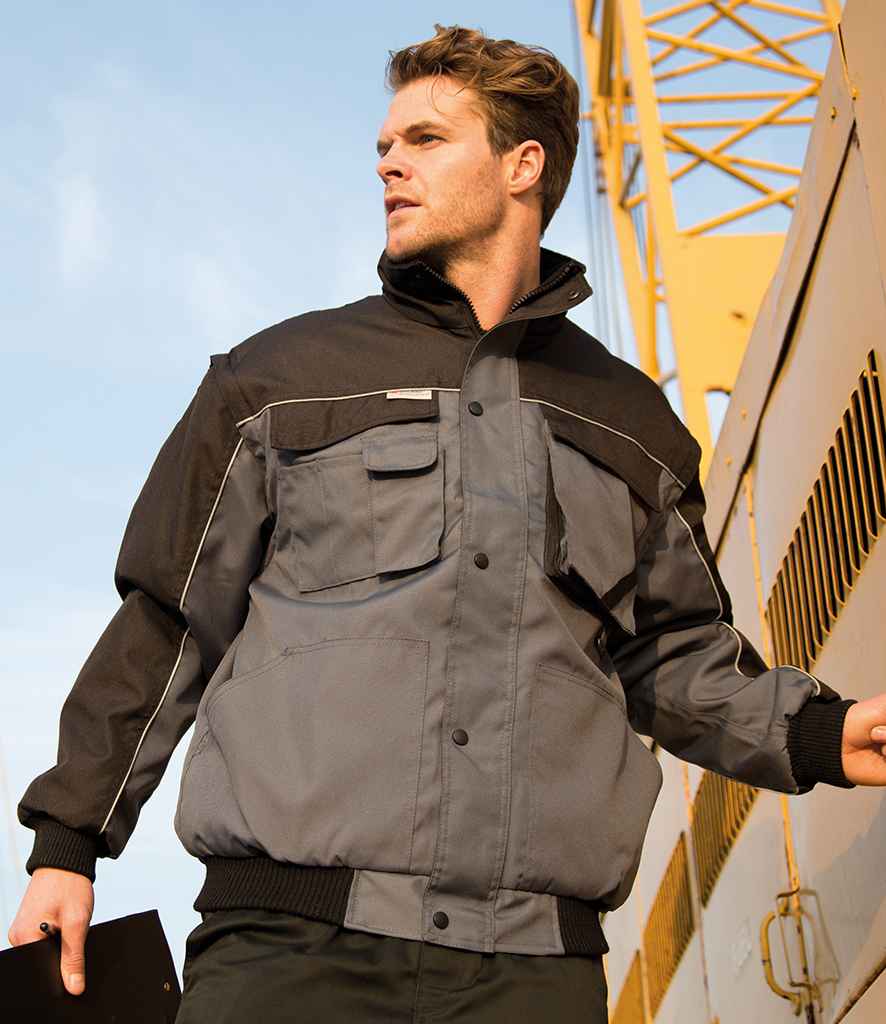 Result - Work-Guard Zip Sleeve Heavy Duty Jacket - RS71 GY/BK S