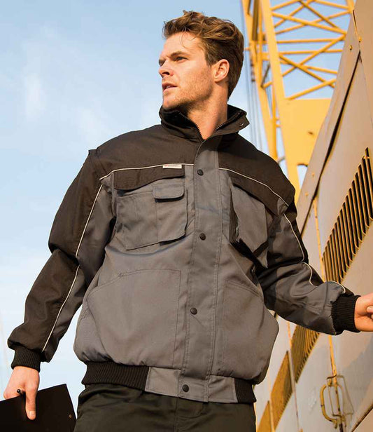 Result - Work-Guard Zip Sleeve Heavy Duty Jacket - RS71 GY/BK S