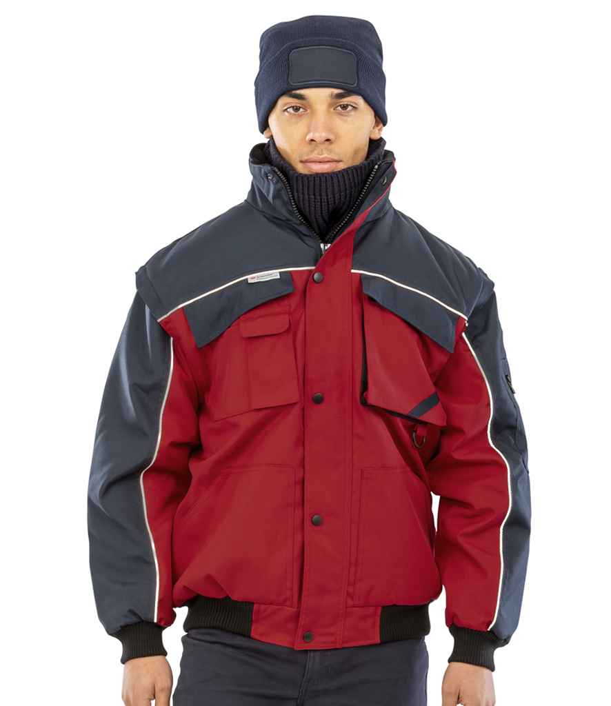 Result - Work-Guard Zip Sleeve Heavy Duty Jacket - RS71 RD/NV S