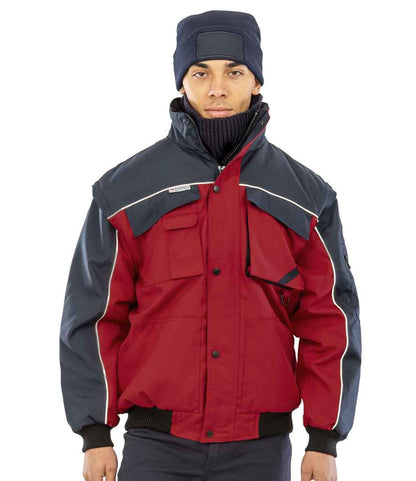 Result - Work-Guard Zip Sleeve Heavy Duty Jacket - RS71 RD/NV S