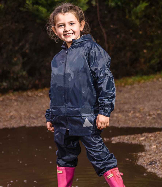 Result - Kids Waterproof Jacket/Trouser Suit in Carry Bag - RS95B NAV 3-4