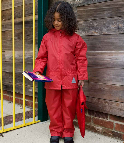 Result - Kids Waterproof Jacket/Trouser Suit in Carry Bag - RS95B RED 3-4